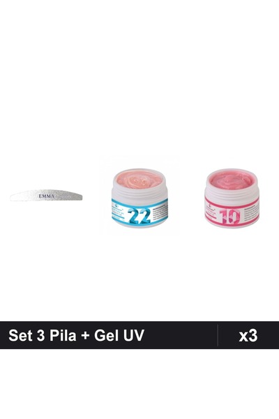 Makeup Set 3 Bucati Pila Unghii Emma 120/150 + Gel Constructie UV LED FSM 15g...