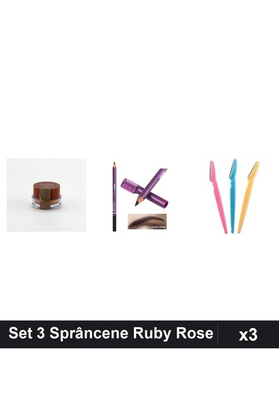 Makeup Set of 3 Eyebrow Products Ruby Rose Gel Light + Brown Pencil 02 + Epil...