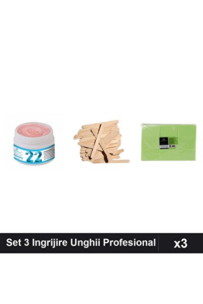 Makeup Set 3 Ingrijire Unghii - Gel Constructie UV LED 15g, Spatule Lemn 10bu...