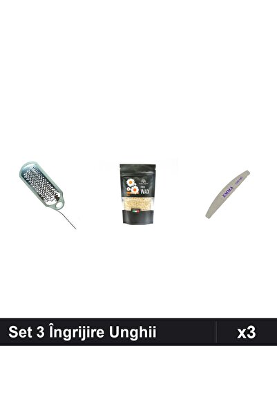 Makeup Set 3 Îngrijire Unghii - Razatoare Calcaie, Ceară Epilare Mușețel, Pil...
