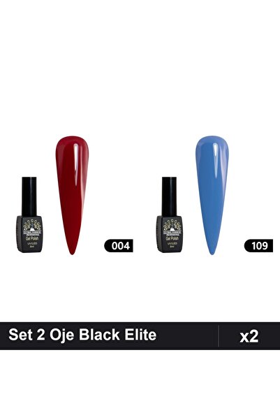 Makeup Set of 2 Semi-permanent Nail Polish Black Elite Global Fashion 8ml, Sh...
