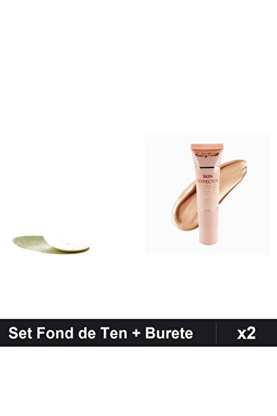 Makeup Set of 2 Skin Perfector Foundation Ruby Rose 04 with Make-up Sponge