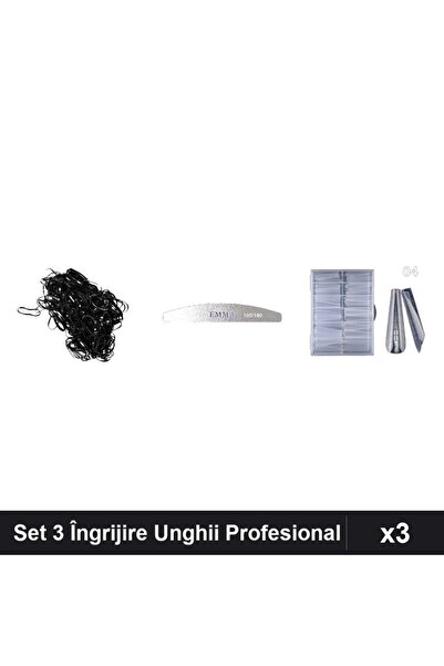 Makeup Set 3 Îngrijire Unghii cu Pila Emma 100/180, Tipsuri 120buc și Elastic...