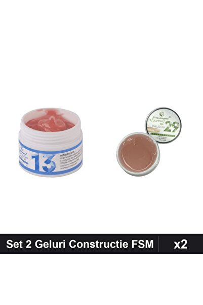 Makeup Set 2 Geluri Constructie UV LED FSM 15g, Nuante 13 și 29, Manichiură P...