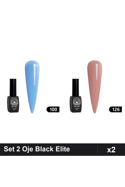 Makeup Set 2 Oje Semipermanente Black Elite 8ml, Nuante 100 126, Manichiura UV