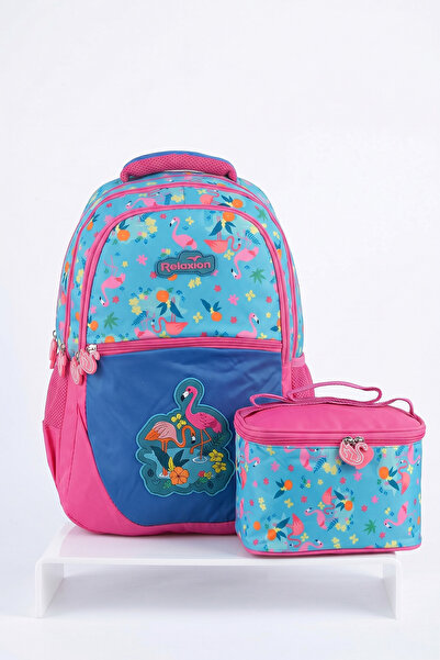 nacar çarşı Relaxion Girl's Pink Turquoise Flamingo Patterned 2-Piece Primary...