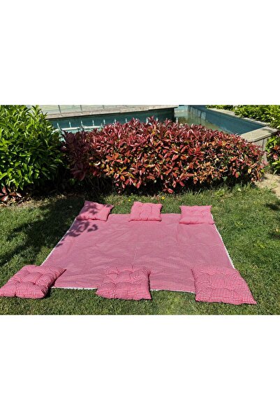 GÖKDAĞ BEDDING Kırmızı Potikare Piknik Seti 6 Kişilik Minderli Piknik Ortüsü ...