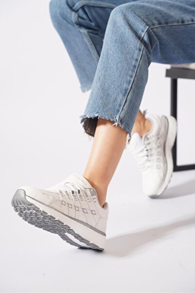 Moda Pie Pantofi sport de damă Vakos cu dungi laterale, albi