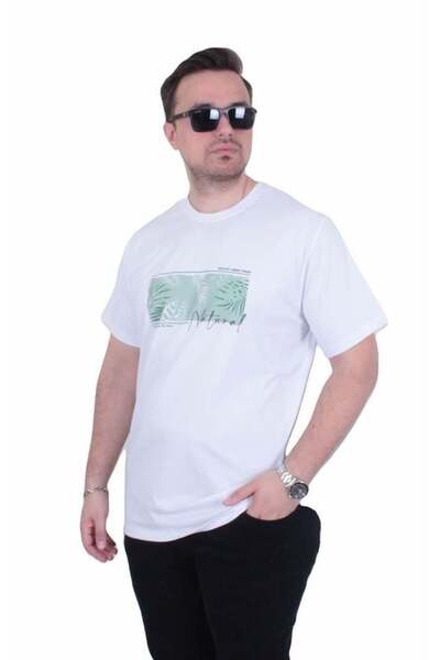 Starbattal Tricou cu gâtul în formă de O pentru bărbați, mărime mare, Natural...