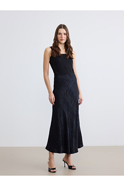 LC Waikiki Peak New Season Patterned Satin Skirt with Elastic Waist