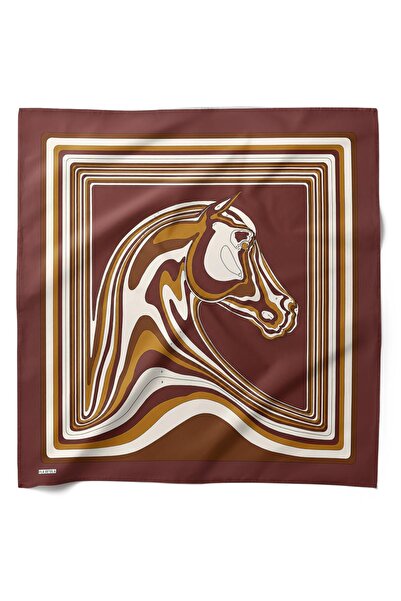 HAWWA Retro Horse Head Patterned Satin Scarf