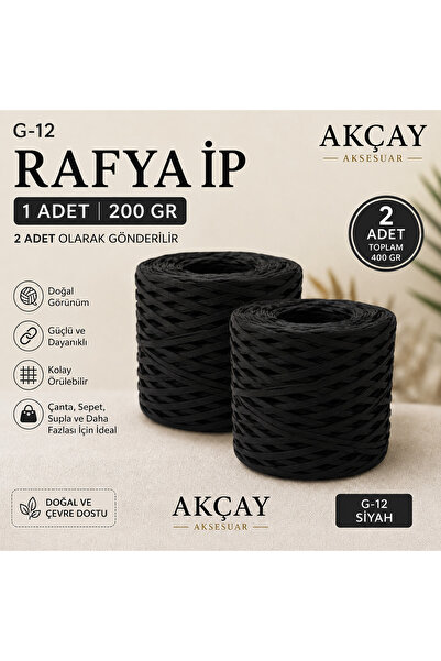 Akçay Aksesuar İthal Rafya Kağıt Ip , 2'er Adet , 200'er gram G-39 Hasır Renk