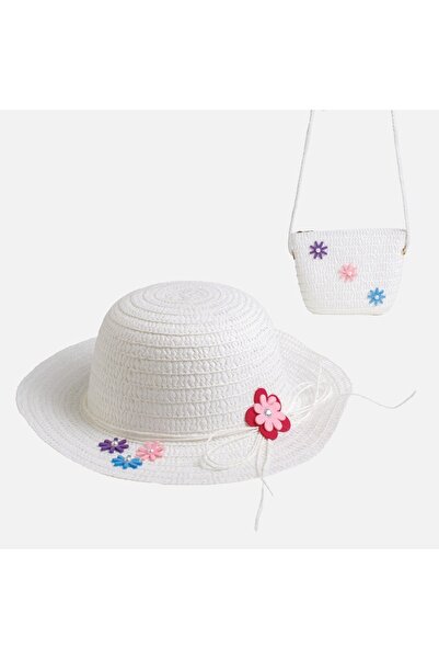 Zumzeria WHITE FLOWER COLOR HAT-BAG SET