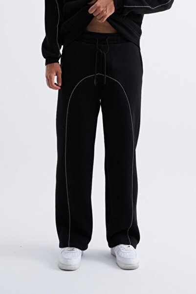 Machinist Men's Reflective Detailed Baggy Sweatpants Black