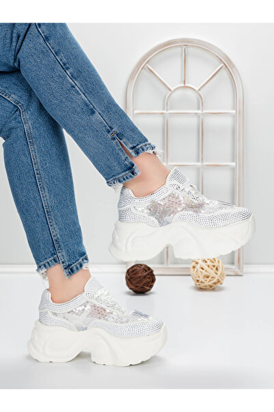 mei Pantofi Sport Dama cu Platforma 5WL112 Alb