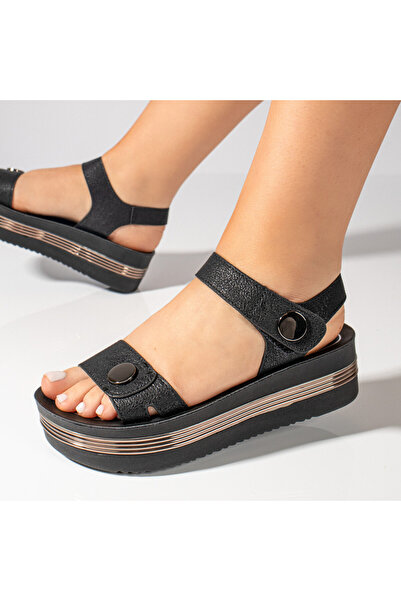 Modlet.ro Women's black platform sandals MOD04543