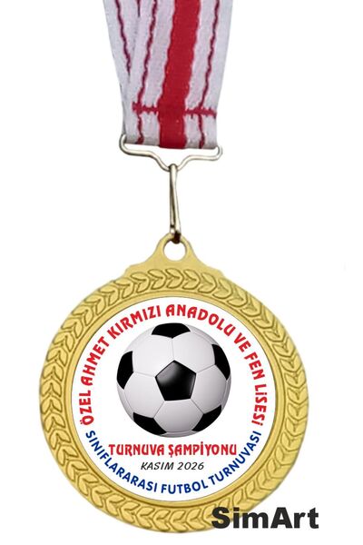 SimArt Design Sınıflararası FUTBOL TURNUVASI Spor Madalyası Okula Özel kişise...