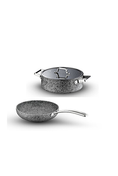 Brioni Stone-Age 3 Piece 26cm Flat-26Cm Pan Non-Scratch Fireproof Non-Stick C...