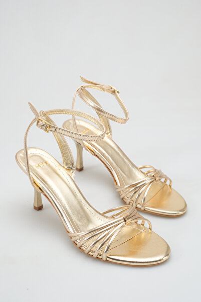 meyra'nın ayakkabıları Women's Gold Buckle Detailed Heeled Sandals