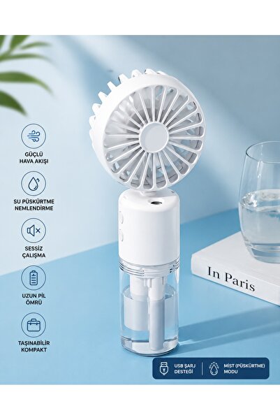 Tastech F2 Su Buharı Püskürtmeli Mini Fan Taşınabilir Sulu Buharlı El Vantila...