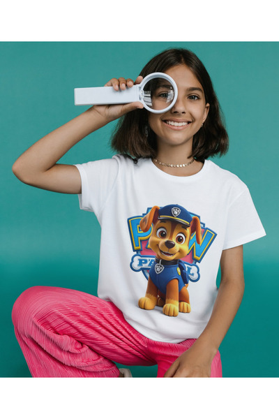 ALPŞAN TİCARET Tricou cu imprimeu Paw Patrol Chase pentru copii/adulți, alb, ...