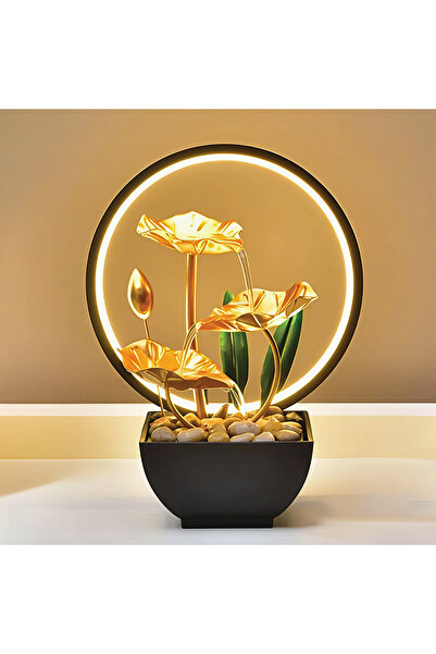 Zumzeria Fântână arteziană decorativă cu lumină LED tip inel și frunze decora...