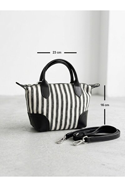 NUR KARACA Y6402 Striped Patterned Women's Hand and Crossbody Bag