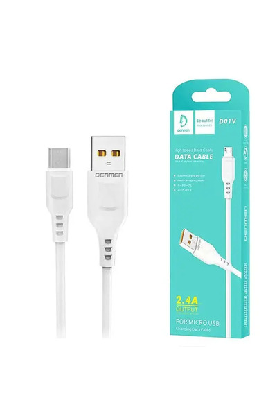 Denmen Cablu USB USB-A - microUSB 1 m Alb (29345)