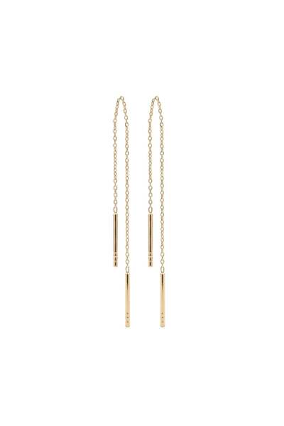 H.M Hakan Mücevherat Sallantılı Çizgi Model 14 Ayar Altın Küpe 4,5 Cm 0,59 Gram