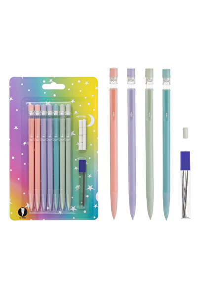 Zumzeria Pastel Colored Mechanical Pencil Set with Erasers & 0.5mm Leads - 9pcs