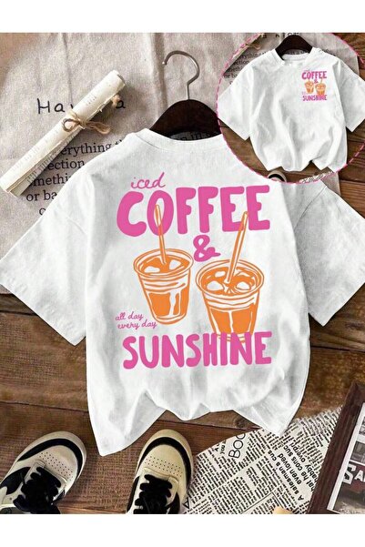 LELVANİ TRICOU UNISEX CU GULER ROTUND CU IMPRIMEU ICED COFFE&SUNSHINE