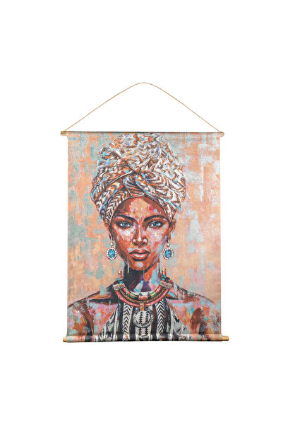 OEM Ethnic Textile Painting 'Colorful Figure of Woman' with Wooden Supports 7...