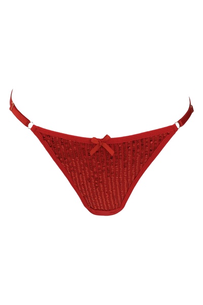 Zumzeria Red String Thong with Small Sequins