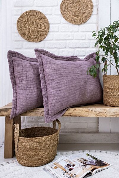 Layan Home غطاء وسادة مزدوج الجوانب مملوء بـ 7 طبقات من قطن الموسلين بنسبة 100%