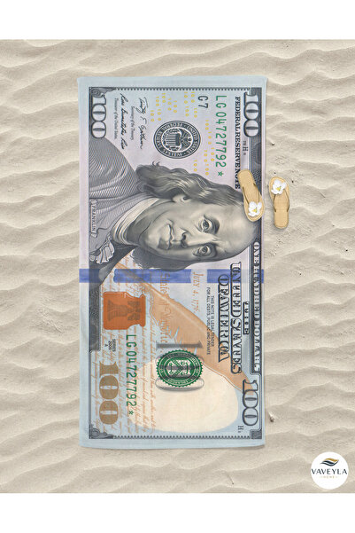 Dolar Desenli Dijital Baskılı Plaj Havlusu Pamuklu Plaj Havlusu Deniz Havlusu