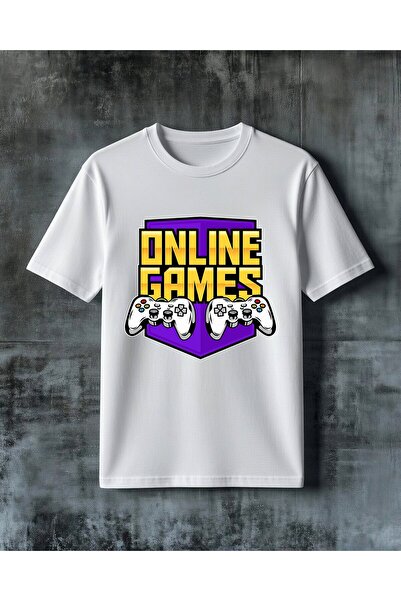 COMVİCHO تي شيرت كبير الحجم مطبوع عليه gamepad للألعاب عبر الإنترنت
