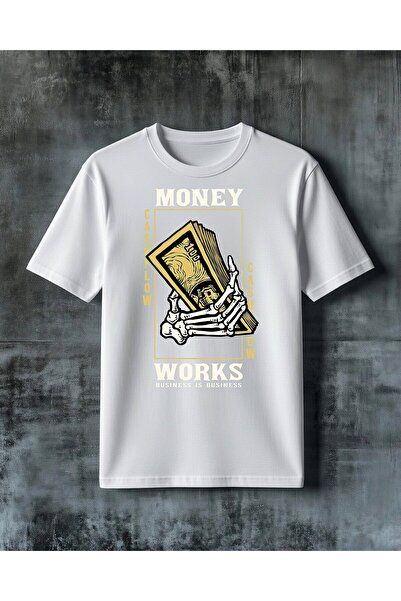 COMVİCHO Money Cash Iskelet Eli Printed Oversize T-Shirt