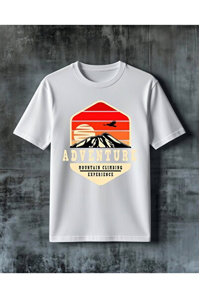 COMVİCHO تي شيرت كبير الحجم مطبوع عليه adventure dag tismanma