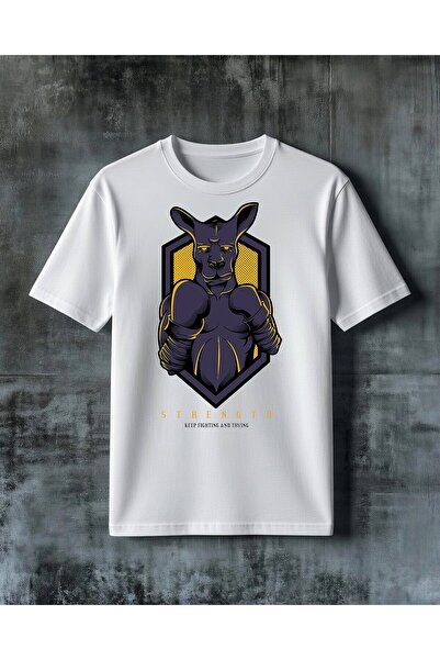 COMVİCHO Strength Bokscu Kangaroo Printed Oversize T-Shirt