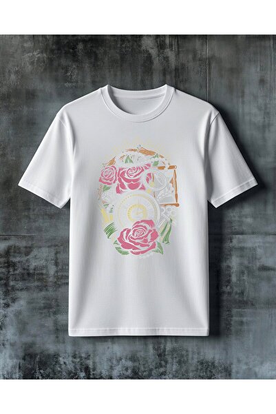 COMVİCHO Saat Gul Printed Oversize T-Shirt