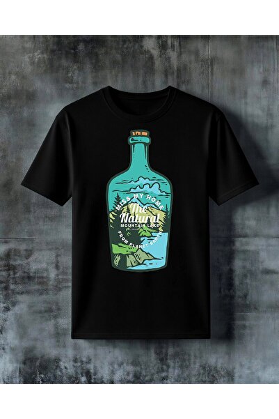 COMVİCHO Natural Mountain Lake Sise Printed Oversize T-Shirt