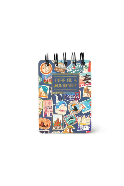 Legami Çizgili Spiral Ciltli Defter - Mini - Gezi Desenli