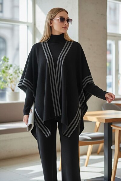 Intisimo Women's Knit Three-Piece Classic Set, Black/Grey