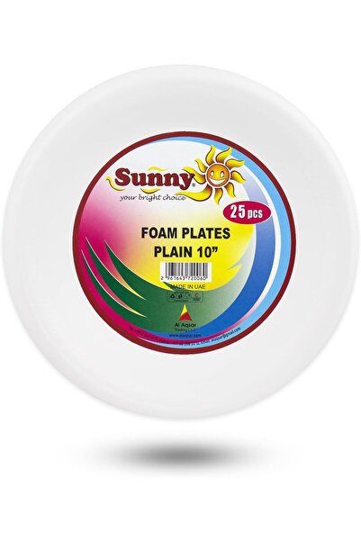 Sunny Your Bright choice 10 Inch Disposable Foam Plates Round White – 25 Pack Heavy Duty Dinner Plates for Parties, BBQ, Picnic, Catering, Lunch & Dinner Disposable Party Plates