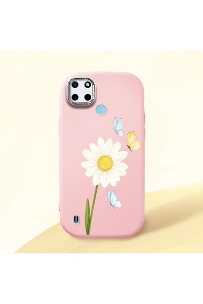 ucuc Realme C25Y/C21Y Compatible Shock-Absorbing Camera Protected Pink Silico...