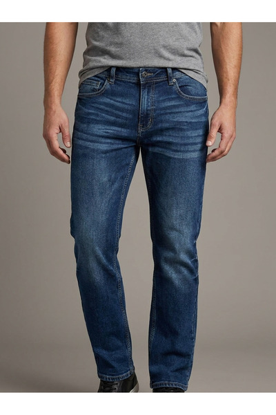 Finelook Men’s Relaxed Straight Fit Jeans – Vintage Distressed Denim – Everyd...