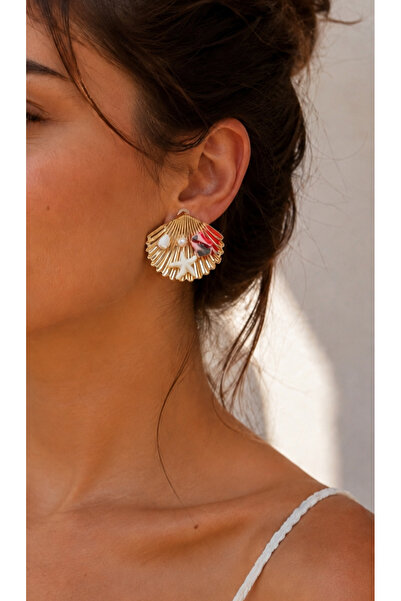 ANKA JEWELLRY Gold Sea Shell Design Steel Women's Earrings with Starfish and ...