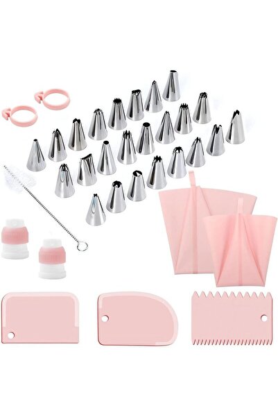 Choice3 34PCS Pink 15/34-piece Stainless Steel Cake Piping Tips Set Cake Crea...