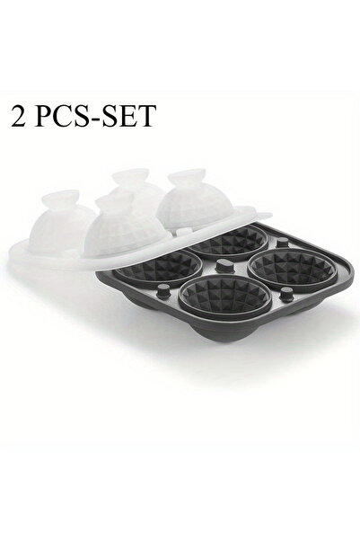 Choice 2PCS-SET Large Silicone Whiskey Ice Mold, 3D Sphere Crystal Ball Tray ...