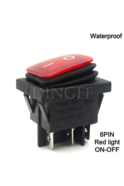 choice2 1PCS 6PIN Red 1PCS KCD4 Waterproof Latching Rocker Toggle Switch 4PIN...
